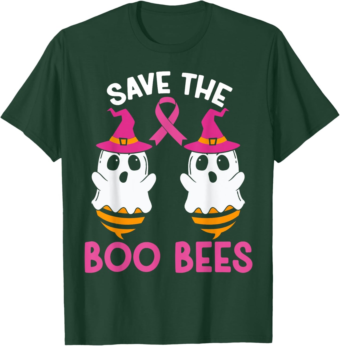 Save The Boobees Boo Bees Breast Cancer Awareness Halloween T-Shirt - T-Shirt | Forest