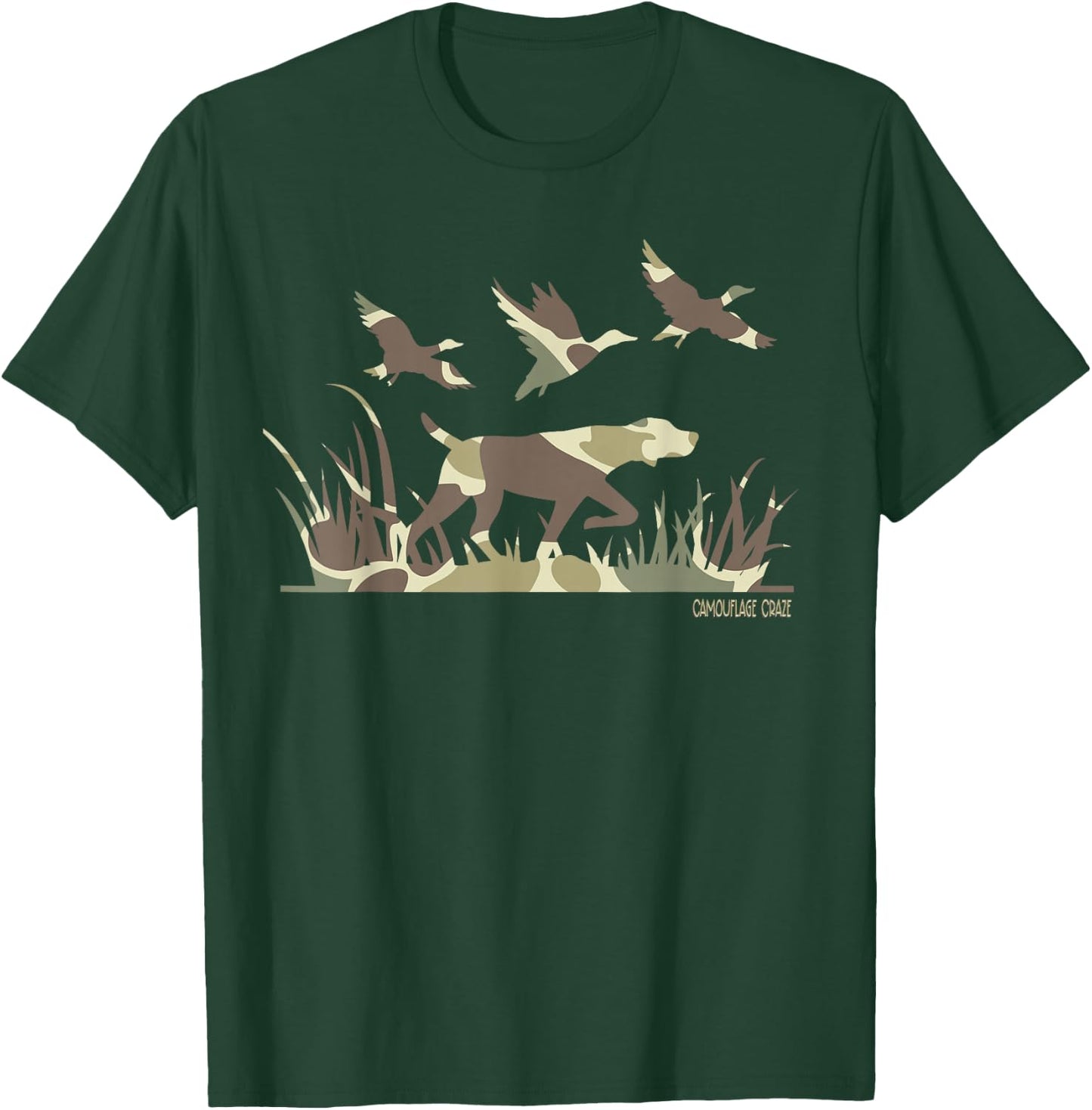 Duck Hunting Camouflage Camo Pointer Dog Camo Duck Hunter T-Shirt - T-Shirt | Forest