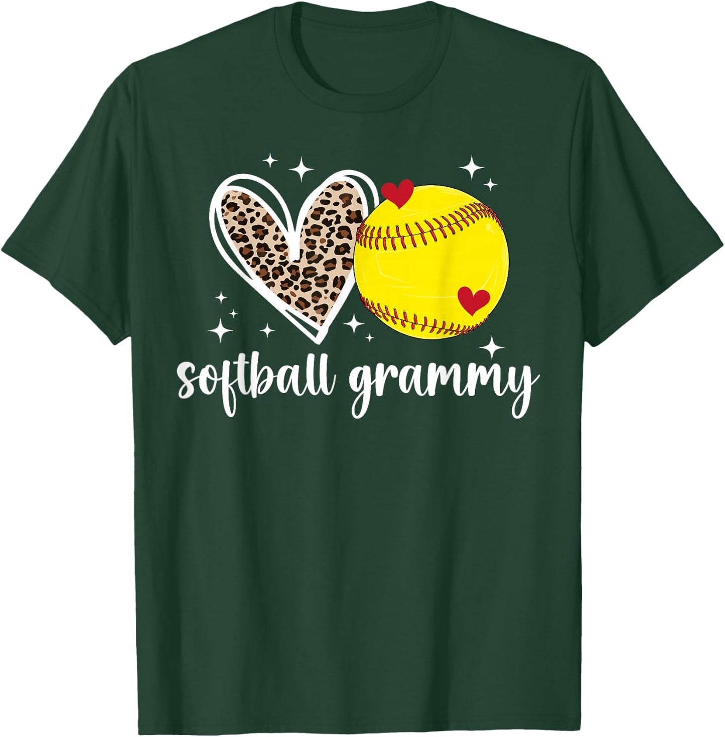 Softball Grammy Heart Grandma Grammy Of A Softball Player T-Shirt - T-Shirt | Forest