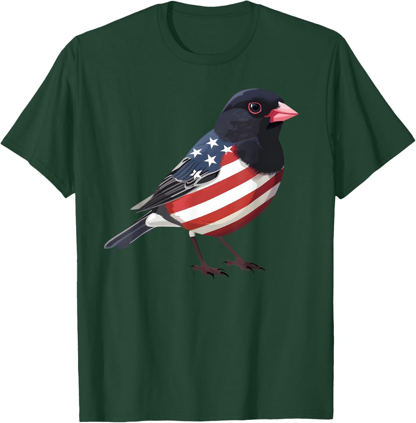 US Flag Dark Eyed Junco Patriotic Bird Face 4th Of July T-Shirt - T-Shirt | Forest