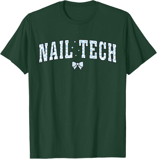 Nail Tech Manicurist Artist Coquette Bow Esthetician Salon T-Shirt - T-Shirt | Forest