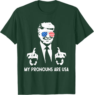 My Pronouns Are USA Patriotic American Flag July 4th T-Shirt - T-Shirt | Forest