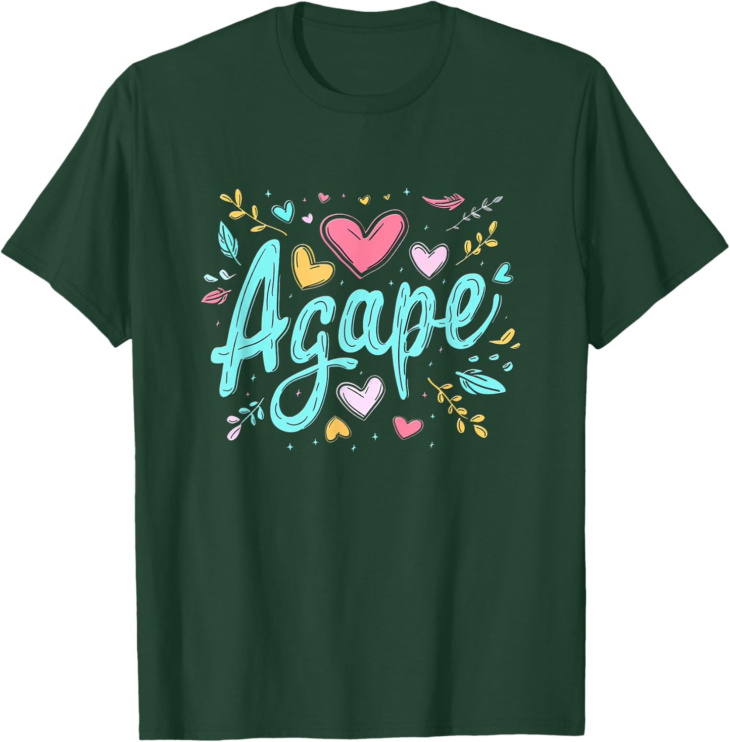 Agape Old Greek Christian Apparel - Christian Faith - Love Agape - -Adults - Black - Small - Short Sleeve T-Shirt - T-Shirt | Forest