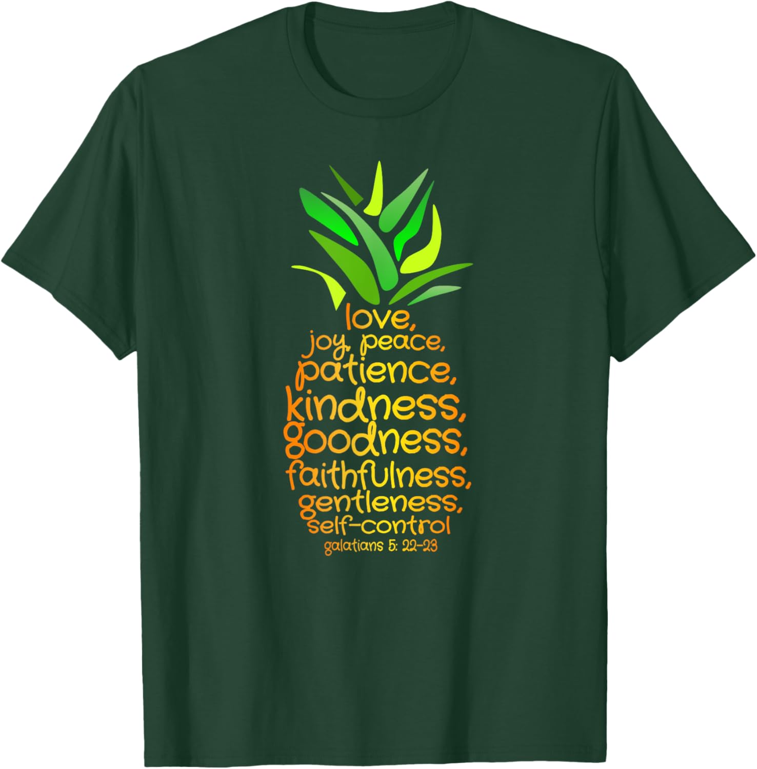 Pineapple Shirt Bible Fruit Of The Spirit Love Joy Peace T-Shirt - T-Shirt | Forest