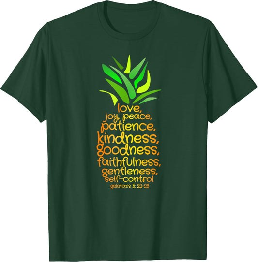 Pineapple Shirt Bible Fruit Of The Spirit Love Joy Peace T-Shirt - T-Shirt | Forest