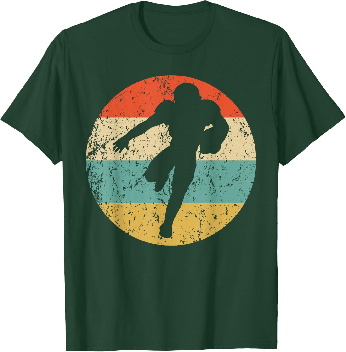 Football Player Running Back Silhouette Retro Sports T-Shirt - T-Shirt | Forest