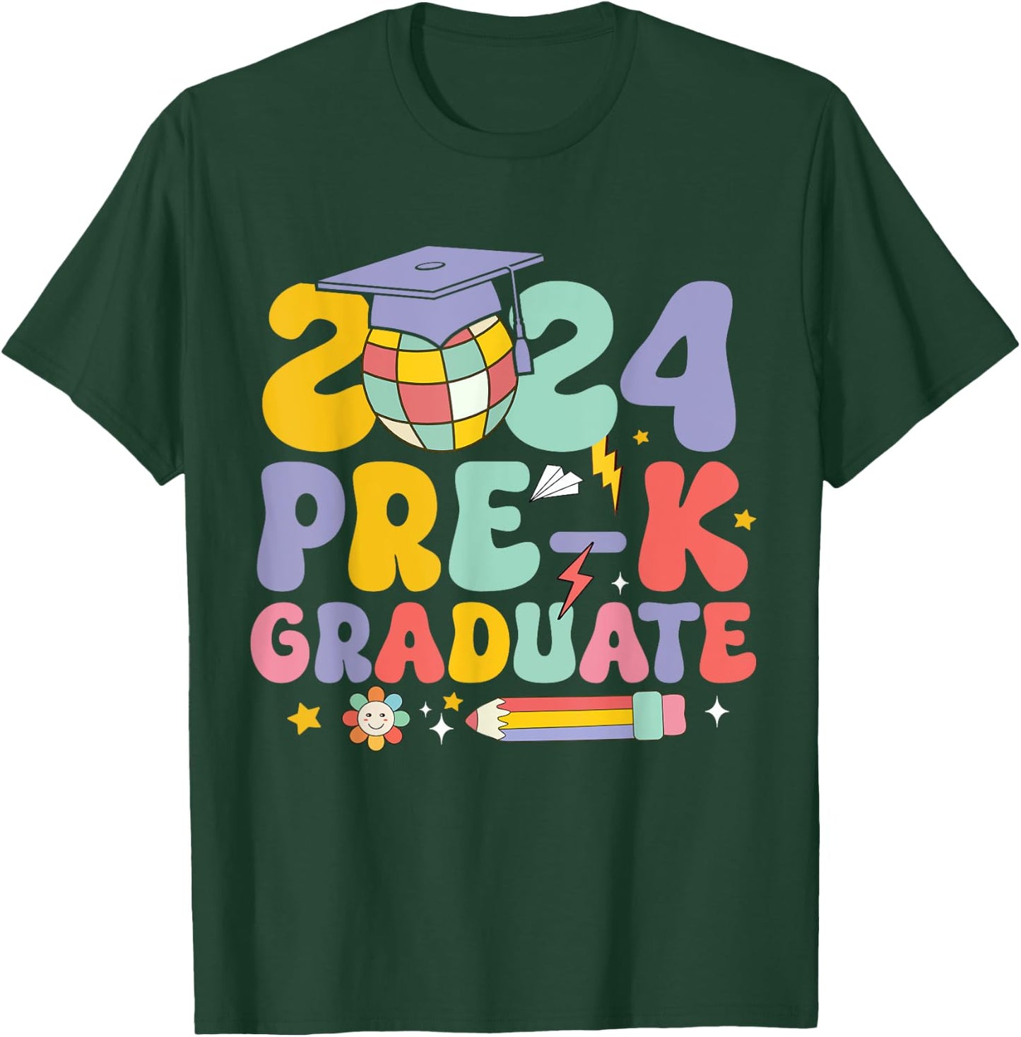 Groovy Preschool Graduation 2024 Pre-k Graduate for Girls T-Shirt - T-Shirt | Forest