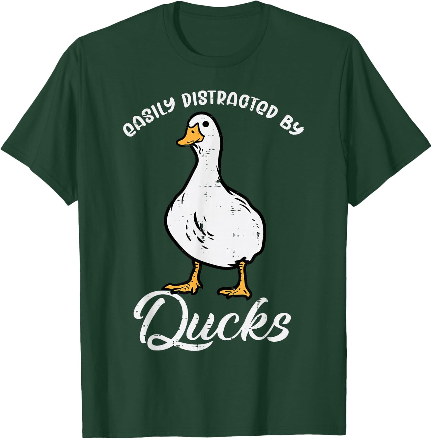 Easily Distracted By Ducks Funny Farmer Hunter Men Women Kid T-Shirt - T-Shirt | Forest