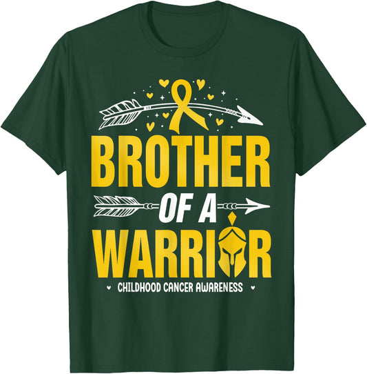 Childhood Cancer Awareness Brother Of A Warrior Gold Ribbon T-Shirt - T-Shirt | Forest