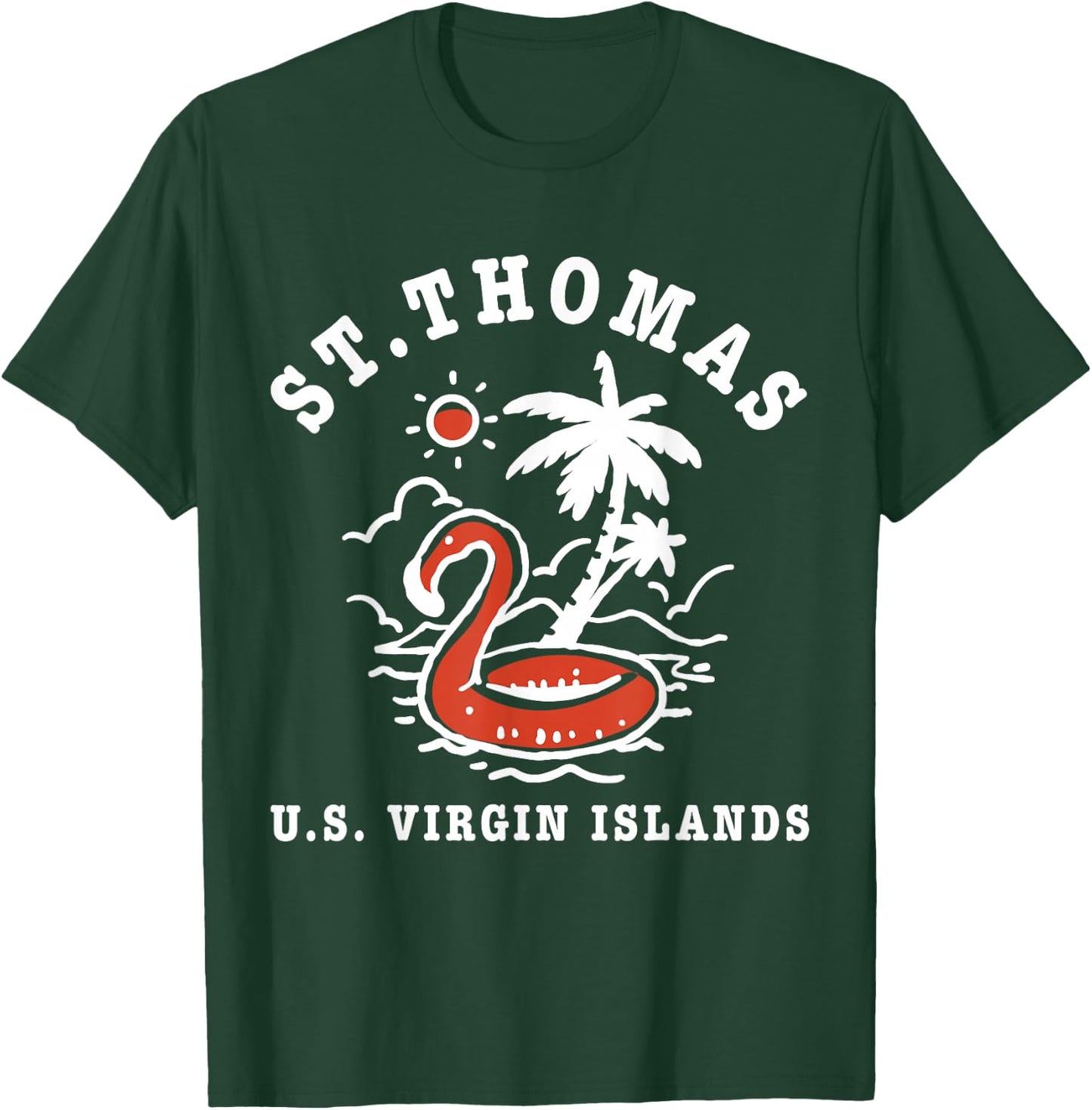St. Thomas US Virgin Islands Vacation Flamingo Beach T-Shirt - T-Shirt | Forest