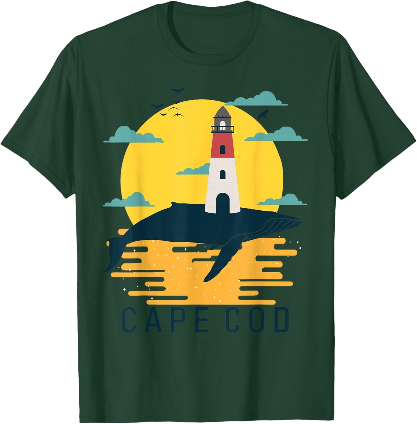 Cape Cod Nauset Lighthouse Vacation Sunset Whale Tourist T-Shirt - T-Shirt | Forest