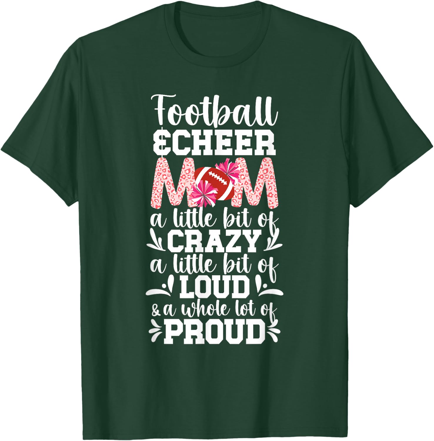 Football & Cheer Mom Proud Football And Cheerleading Mom T-Shirt - T-Shirt | Forest