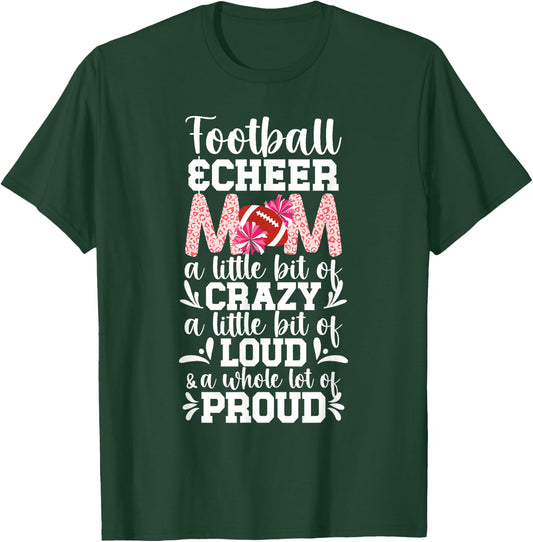 Football & Cheer Mom Proud Football And Cheerleading Mom T-Shirt - T-Shirt | Forest