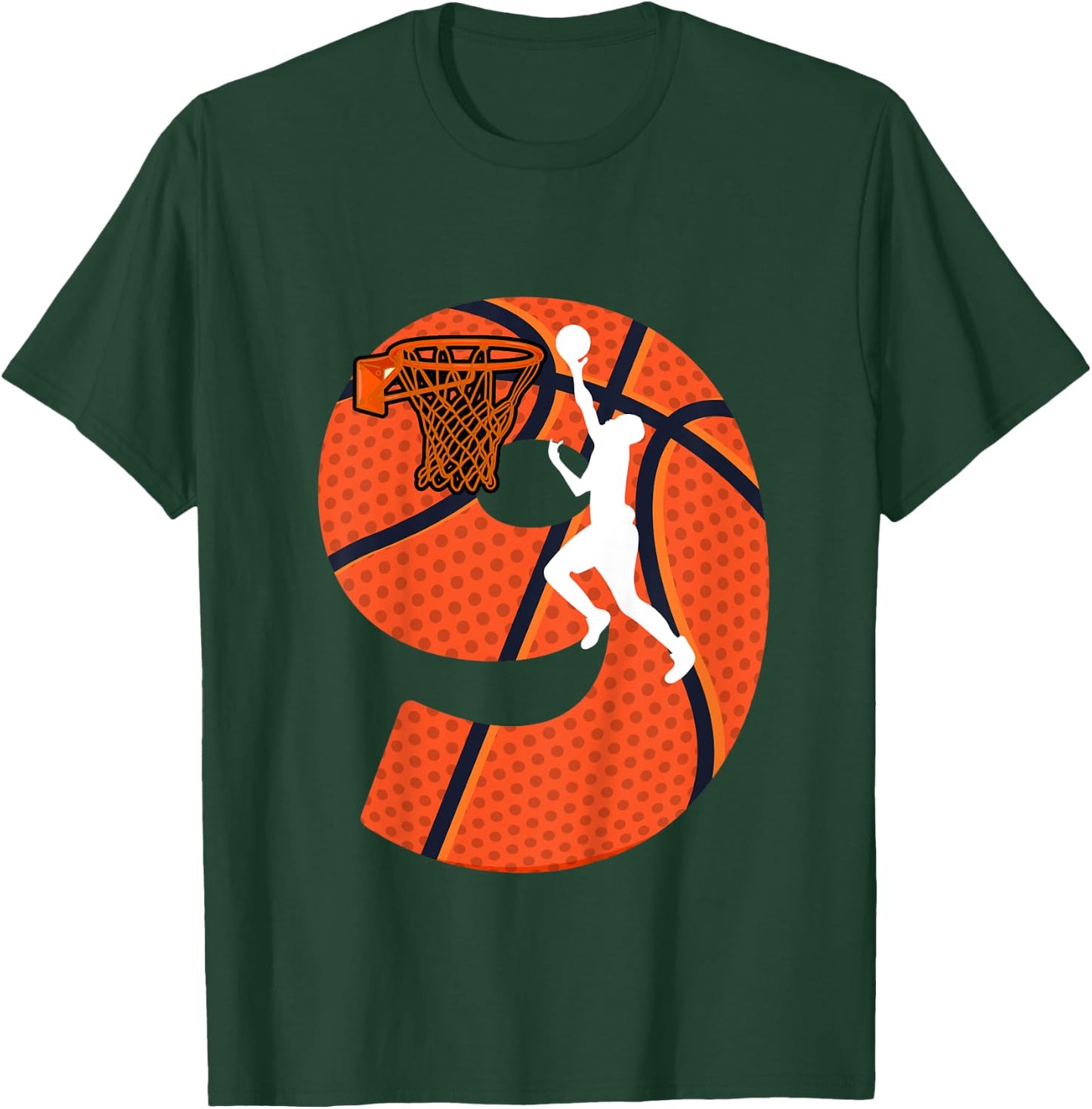 Kids 9 Year Old 9th Birthday Party Basketball Theme Boys Girls T-Shirt - T-Shirt | Forest