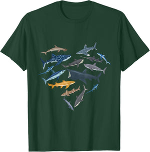 Shark Heart Sea Animal Underwater Shark Lover T-Shirt - T-Shirt | Forest