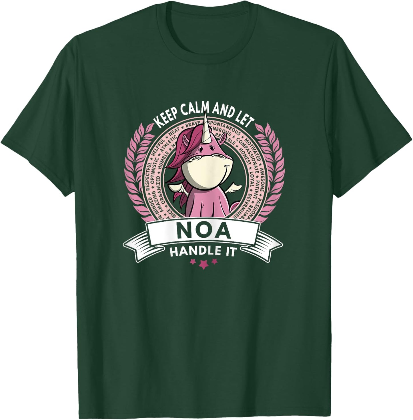 Unicorn Noa Name - Girls Women Personalized Unicorn T-Shirt - T-Shirt | Forest