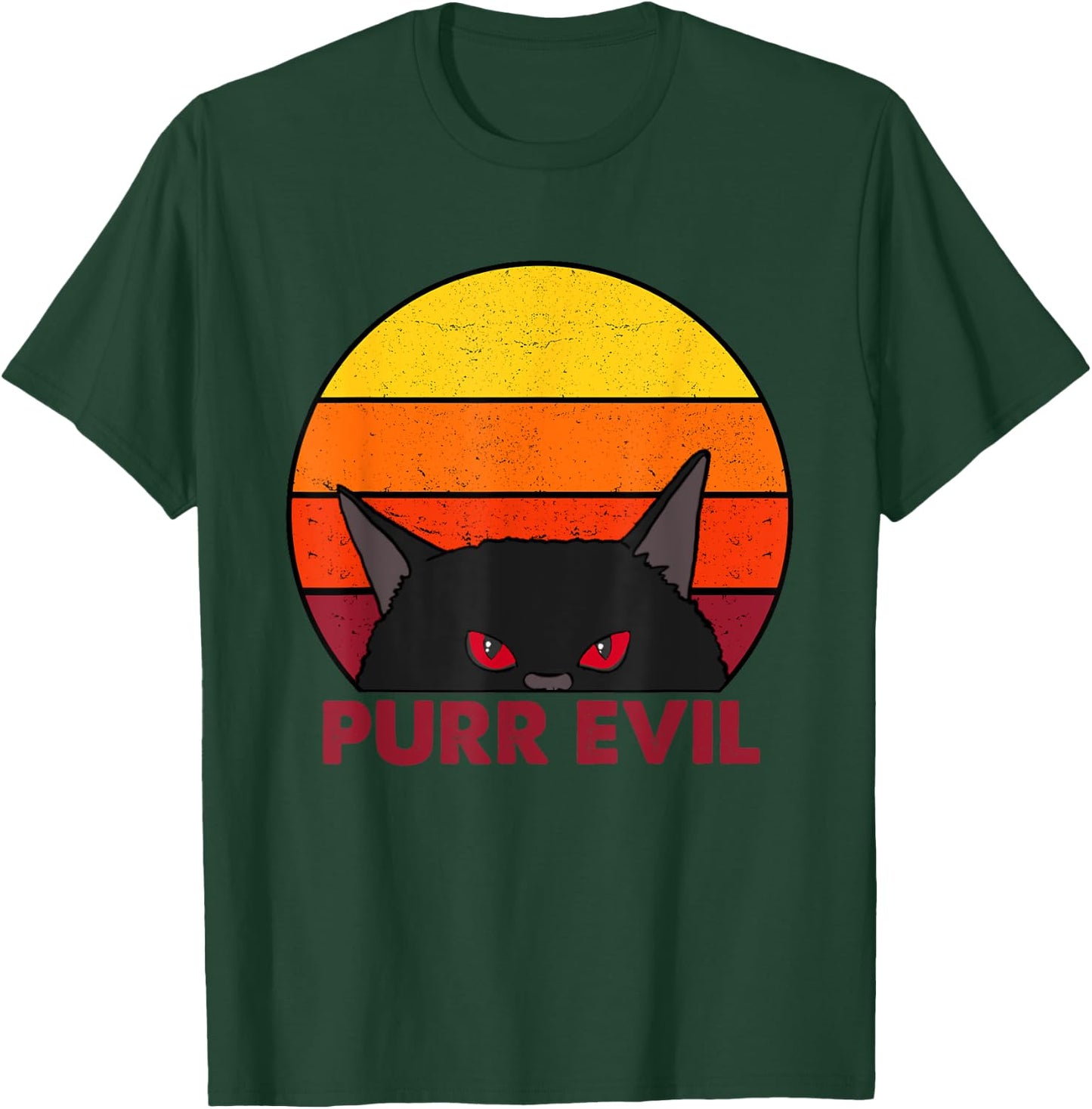 Satanic Cat Evil Black Cat Funny Purr Evil Cat T-Shirt - T-Shirt | Forest