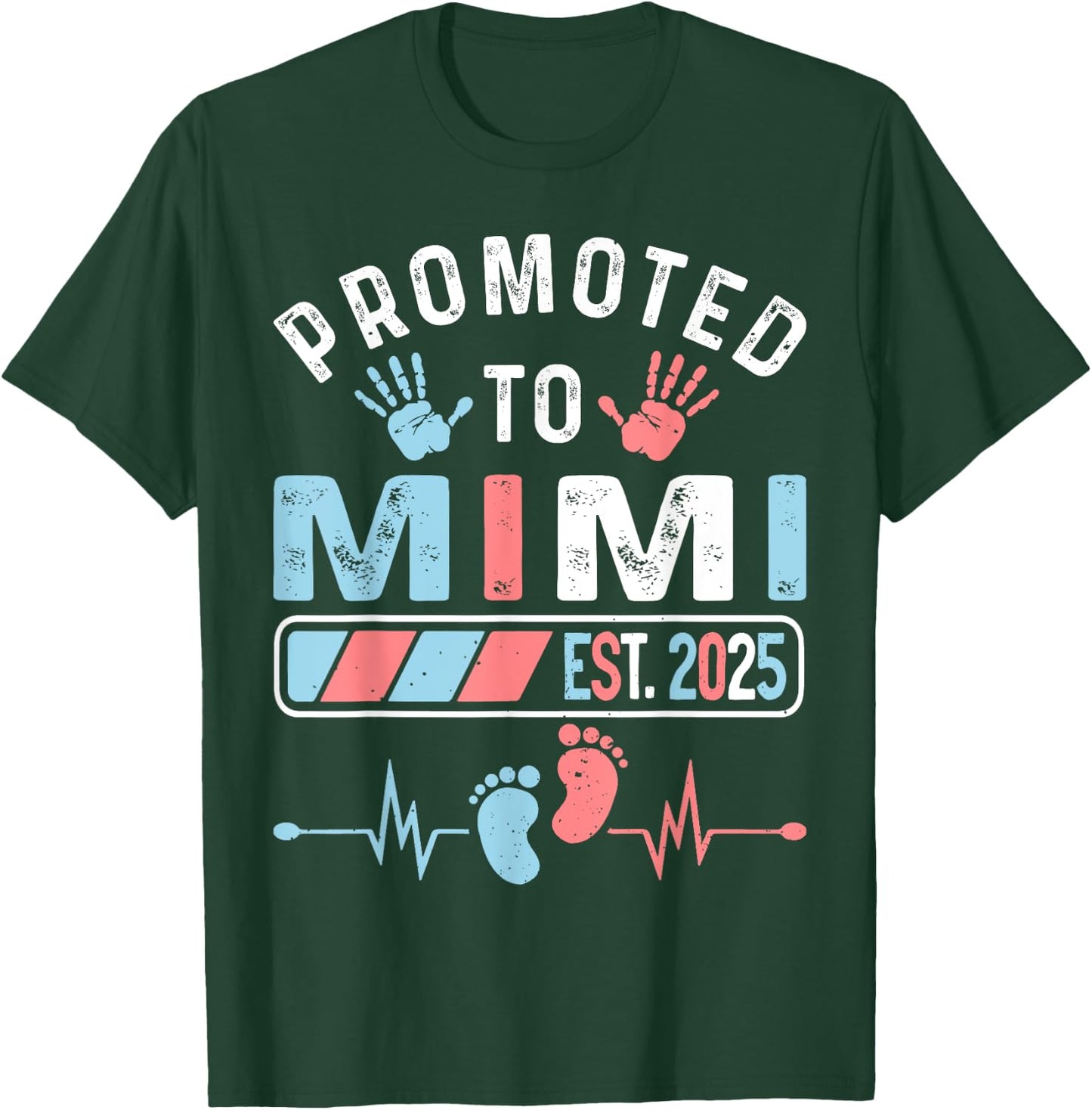 Promoted To Mimi Est. 2025 Baby Shower Gender Reveal T-Shirt - T-Shirt | Forest