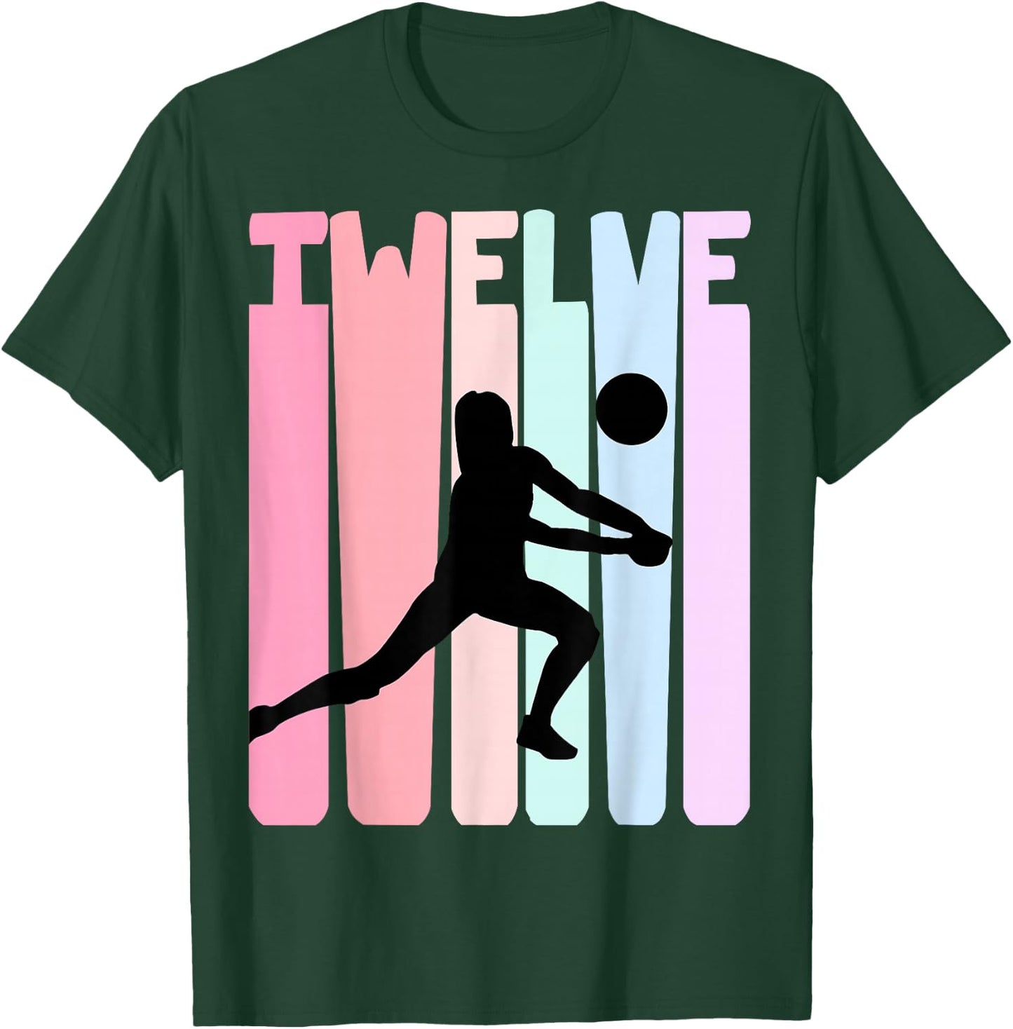 12th Birthday Retro Volleyball Girl Player 12 Years Old Kids T-Shirt - T-Shirt | Forest