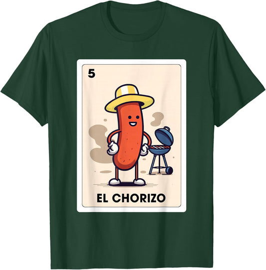 Mexicana Sausage Lover BBQ El Chorizo Mexican Bingo Card T-Shirt - T-Shirt | Forest