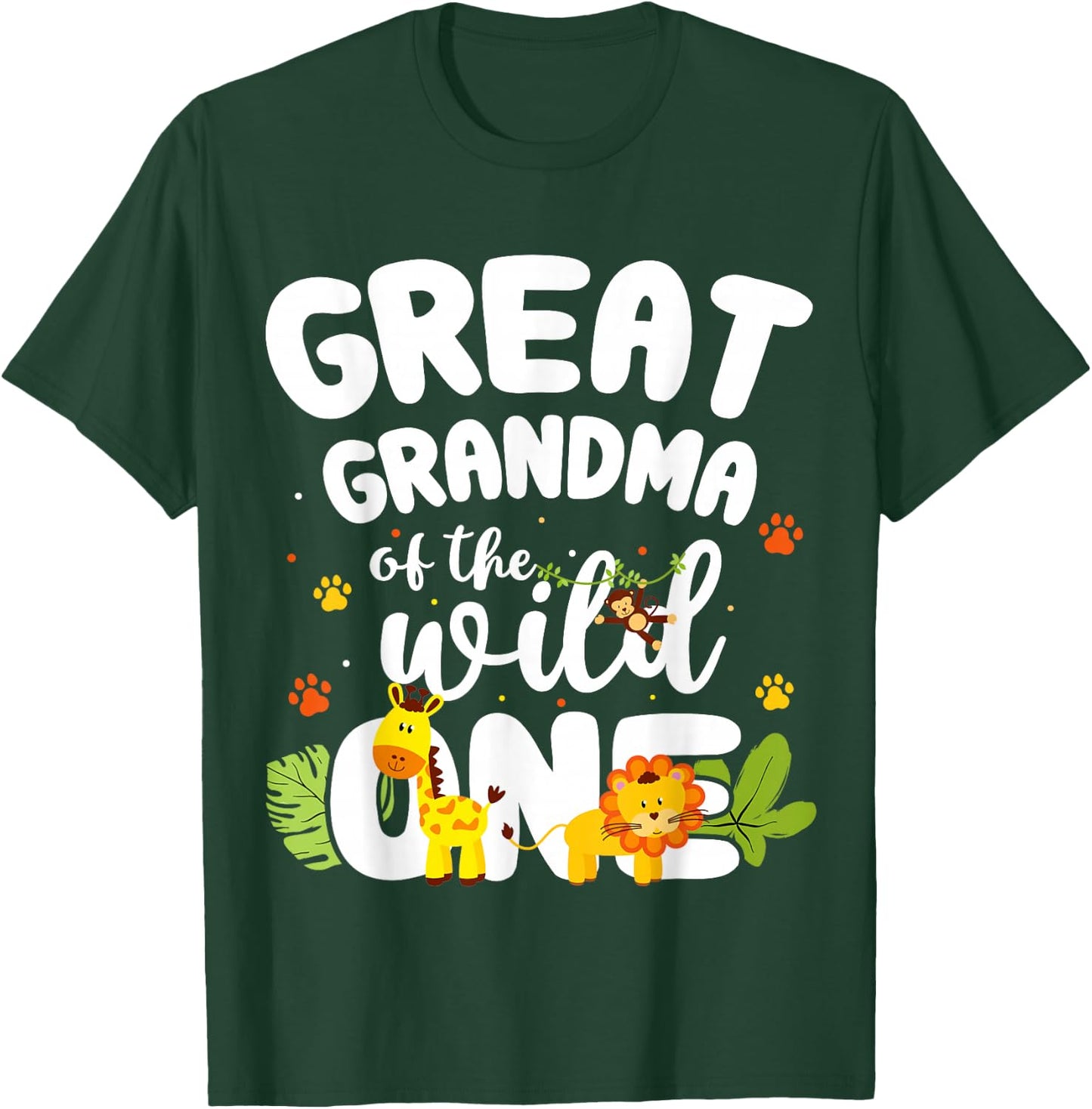 Great Grandma of the Wild One Zoo Birthday Jungle Animal T-Shirt - T-Shirt | Forest