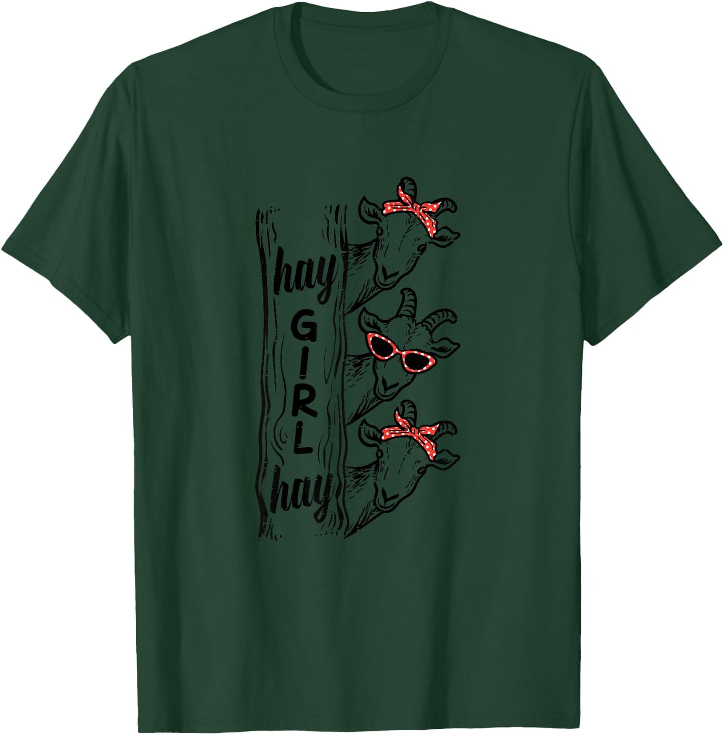 Goats Hay Girl Funny Livestock Farmer Women Girls Kids Youth T-Shirt - T-Shirt | Forest