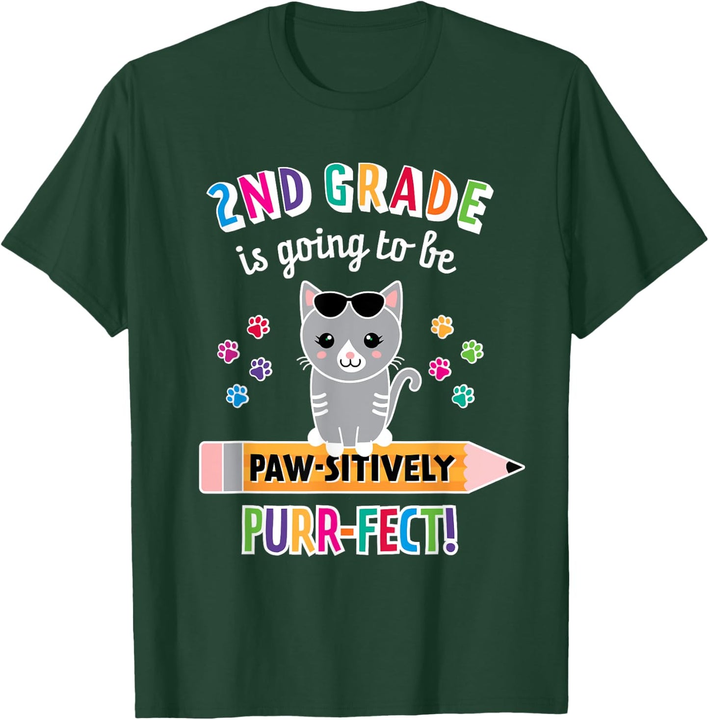 First Day of Second Grade Shirt Cat First Day of School T-Shirt - T-Shirt | Forest