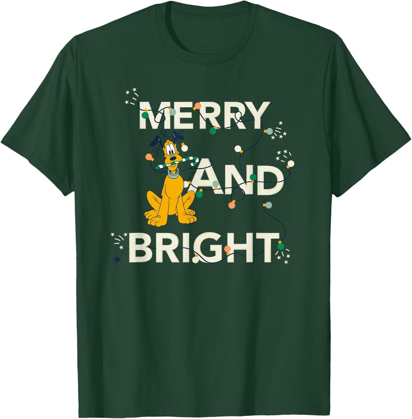 Disney Pluto Merry and Bright Christmas Holiday T-Shirt - T-Shirt | Forest