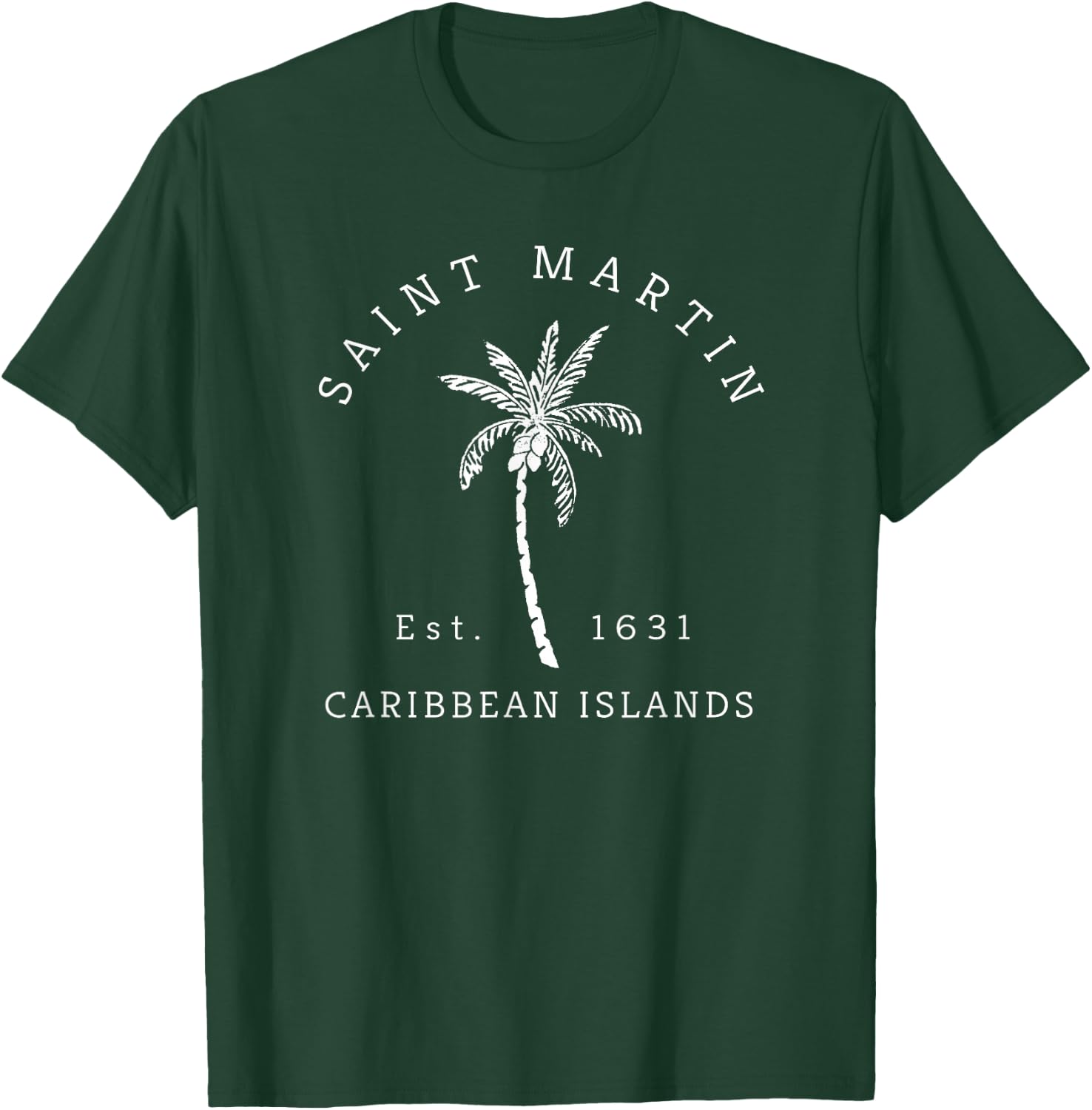 Original St. Martin Caribbean Islands Palm Tree Novelty Art T-Shirt - T-Shirt | Forest