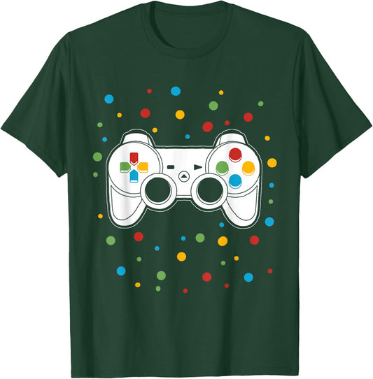 Dot Video Game Gamer Colorful Polka Dot Boy Kid Teen Youth T-Shirt - T-Shirt | Forest
