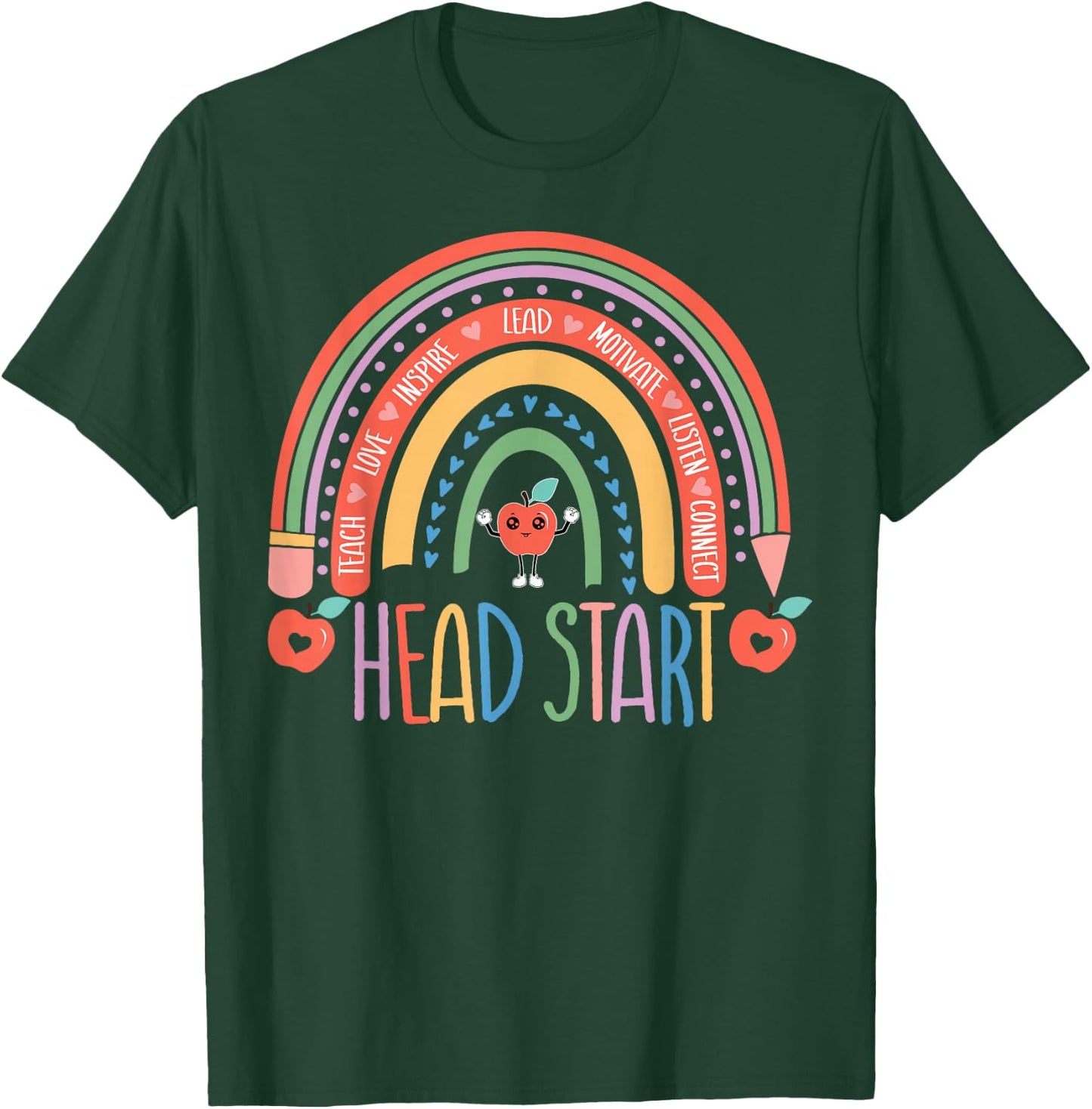 Head Start Rainbow - Back to School - Headstart Teacher T-Shirt - T-Shirt | Forest