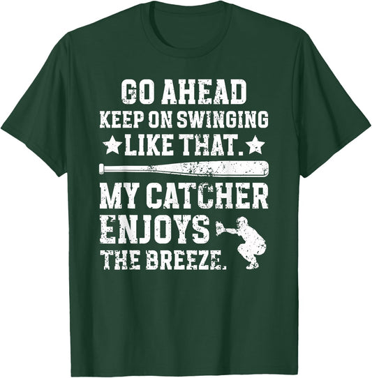 Funny Baseball Catcher Mom Of A Baseball Catcher Mama T-Shirt - T-Shirt | Forest