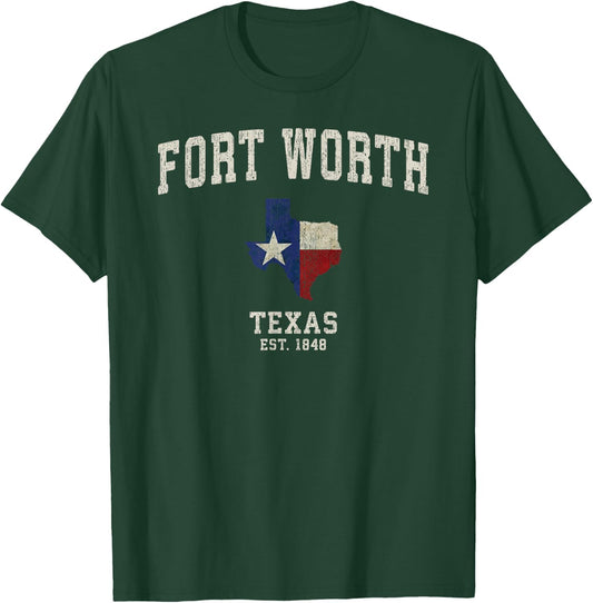 Vintage Fort Worth Texas State Flag T-Shirt - T-Shirt | Forest