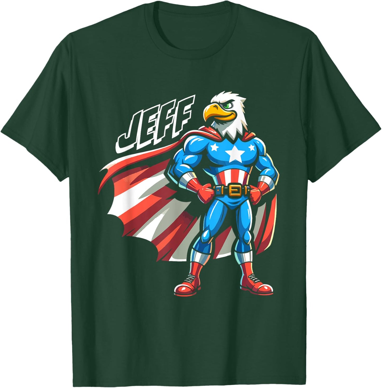 Jeff USA Eagle Patriotic Superhero for Boys Name Jeff T-Shirt - T-Shirt | Forest