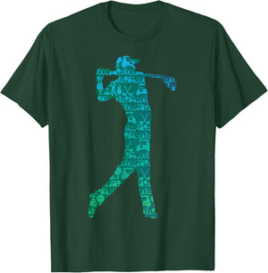 Golfer Silhouette Golf Things Golfing Dad Men Women Kids T-Shirt - T-Shirt | Forest