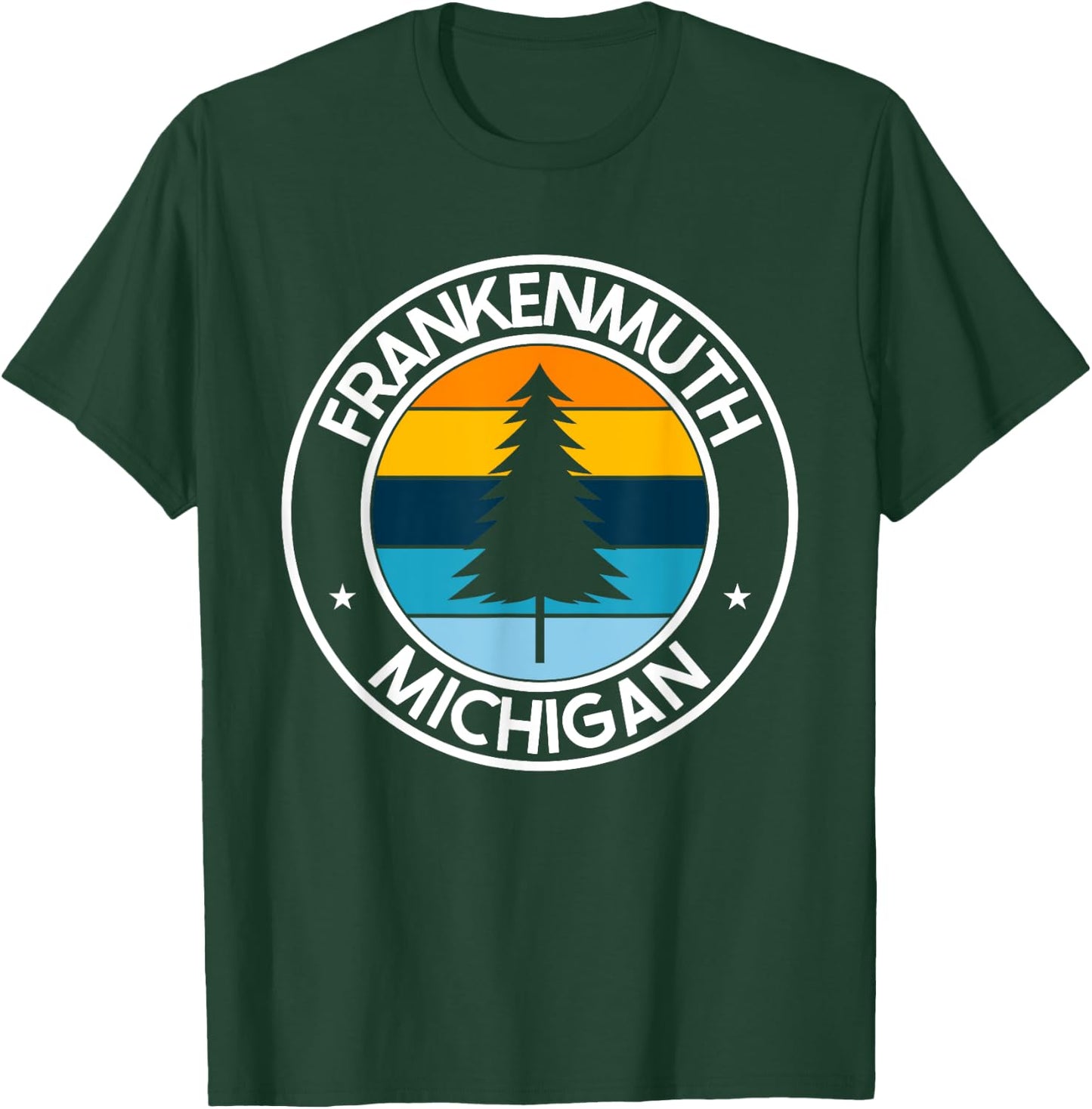 Frankenmuth Michigan MI USA City Pride Retro Sunset T-Shirt - T-Shirt | Forest