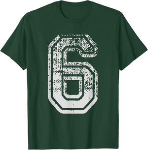 Team Jersey Uniforms Number 6 six School Sports Birthdays T-Shirt - T-Shirt | Forest