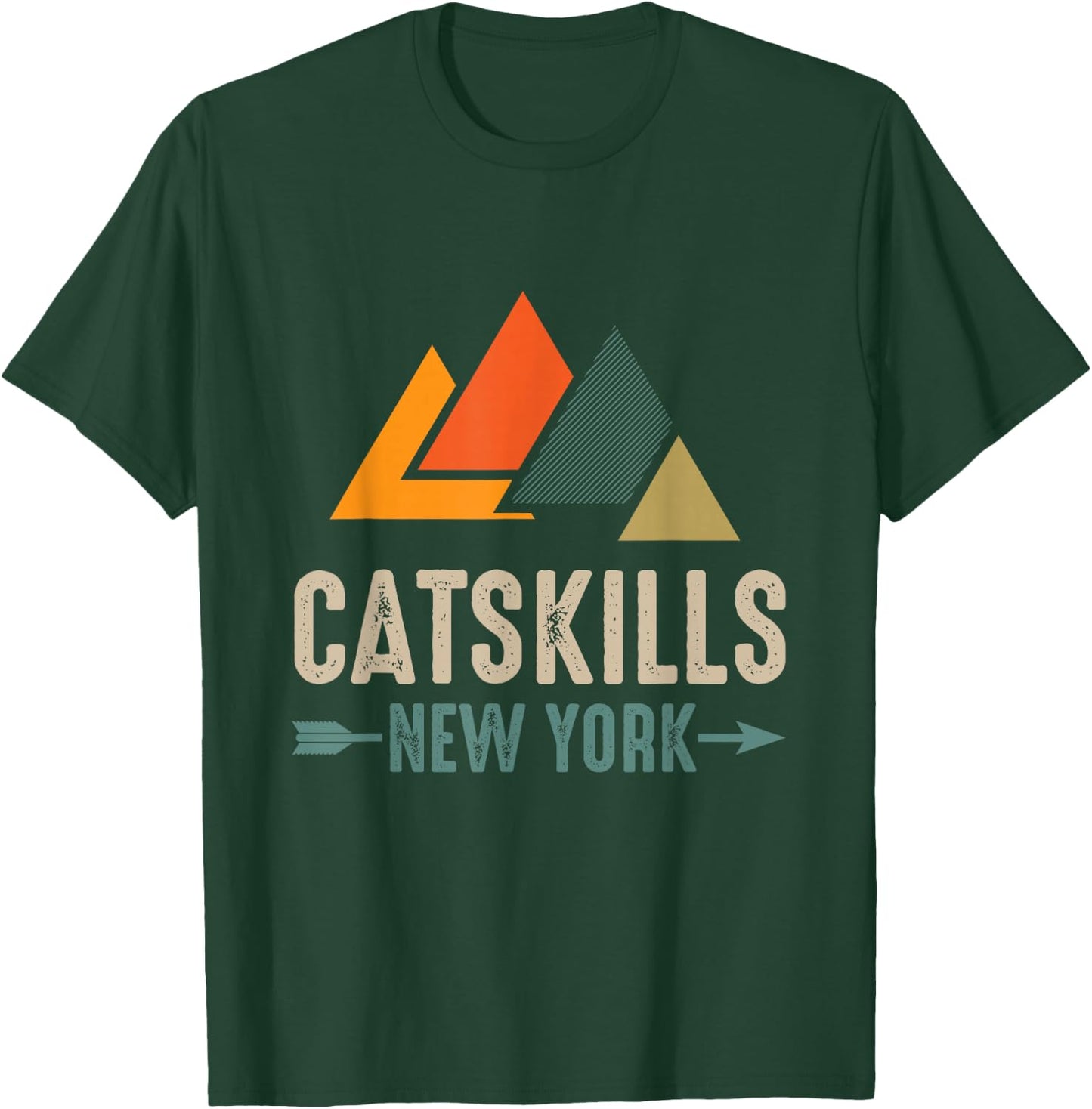 Minimal Geometric Mountains Catskills New York Vintage Retro T-Shirt - T-Shirt | Forest