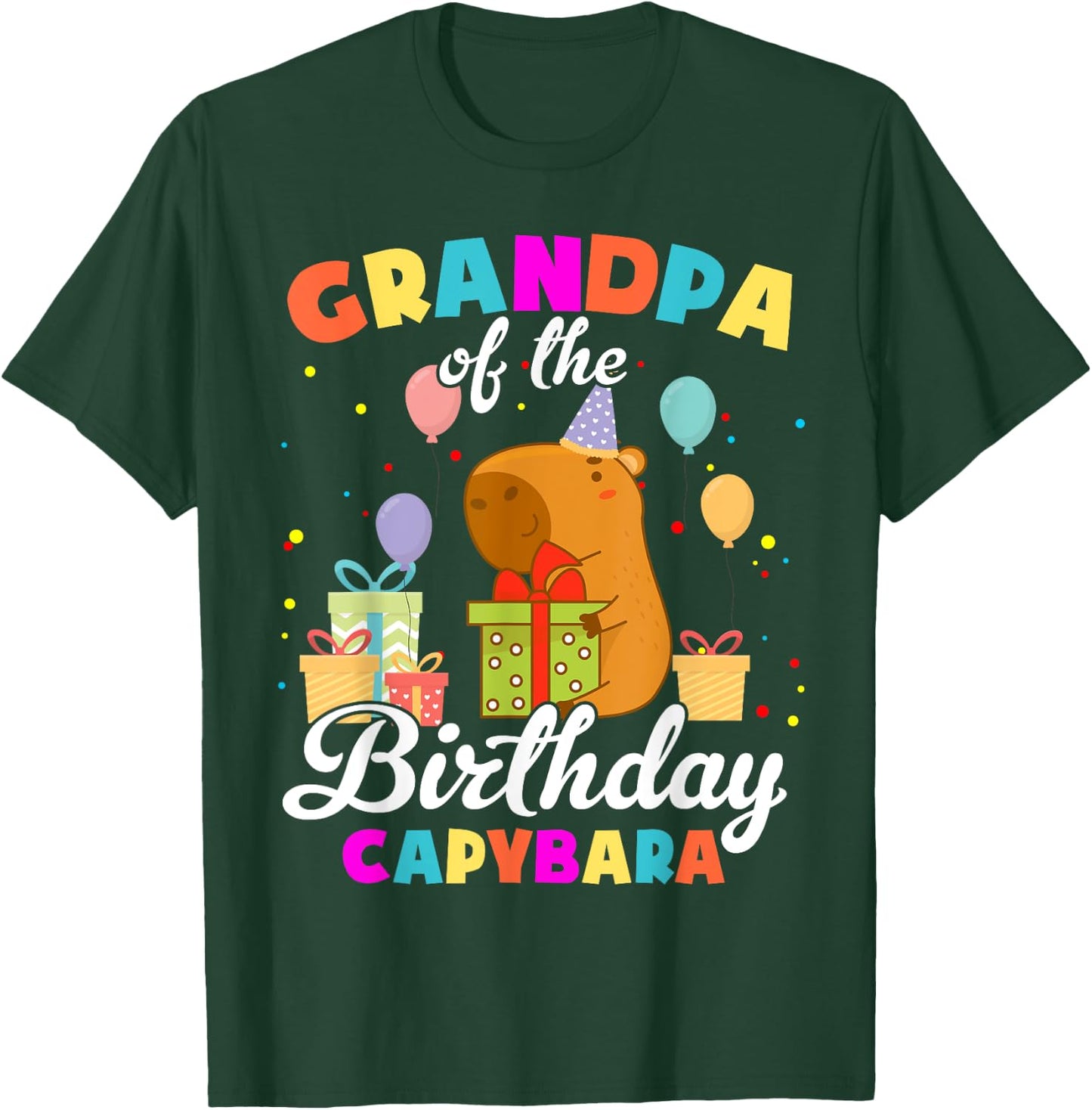 Grandpa Of The Birthday Capybara Family Party T-Shirt - T-Shirt | Forest