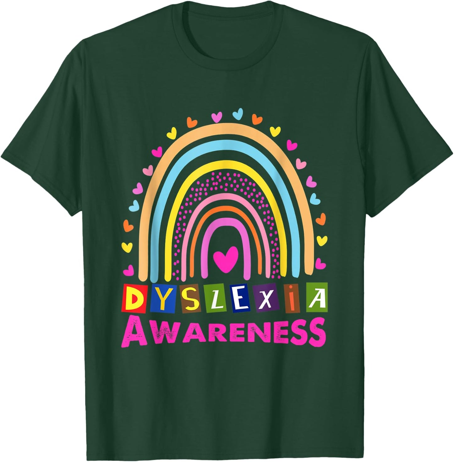 Dyslexia Awareness Month Rainbow Cute Graphic T-Shirt - T-Shirt | Forest