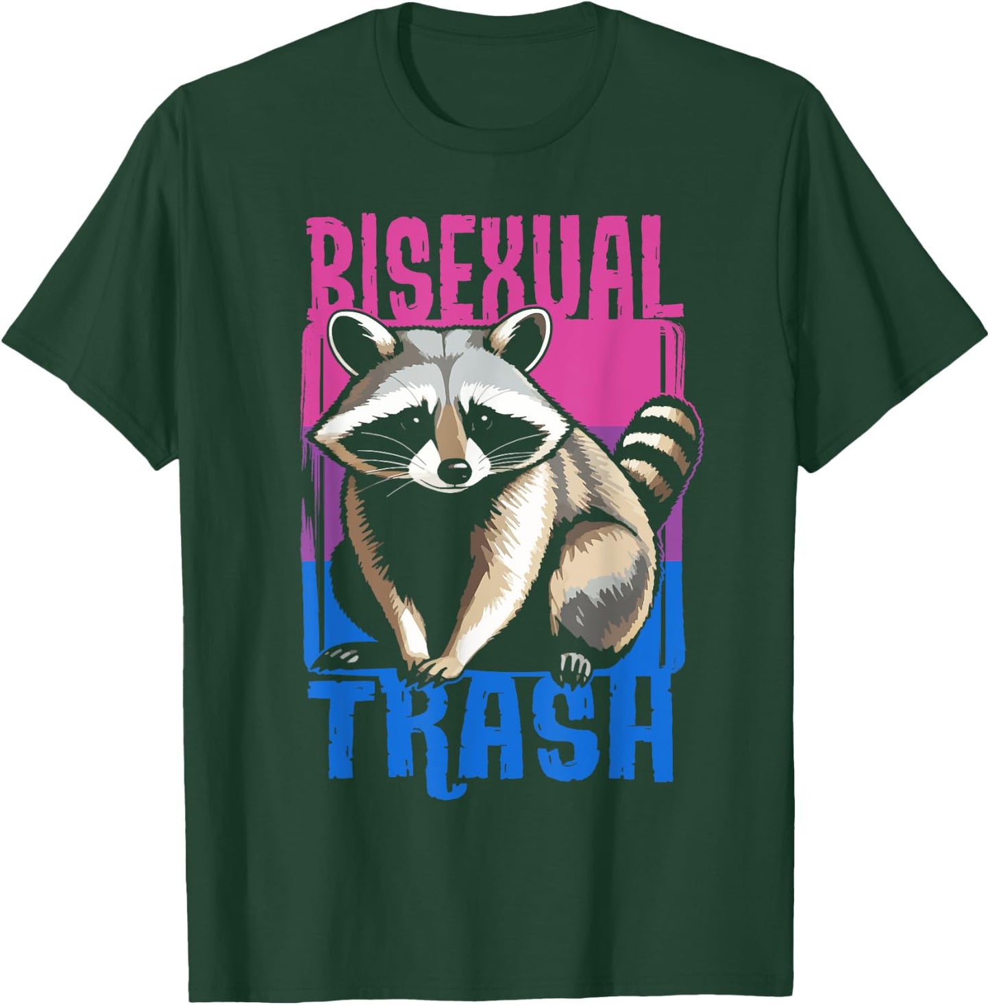 Bisexual Trash Panda Bi Flag Raccoon Lover LGBT Pride Month T-Shirt - T-Shirt | Forest