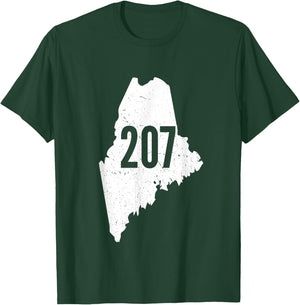 207 Maine State Area Code Outline Pride T-Shirt - T-Shirt | Forest