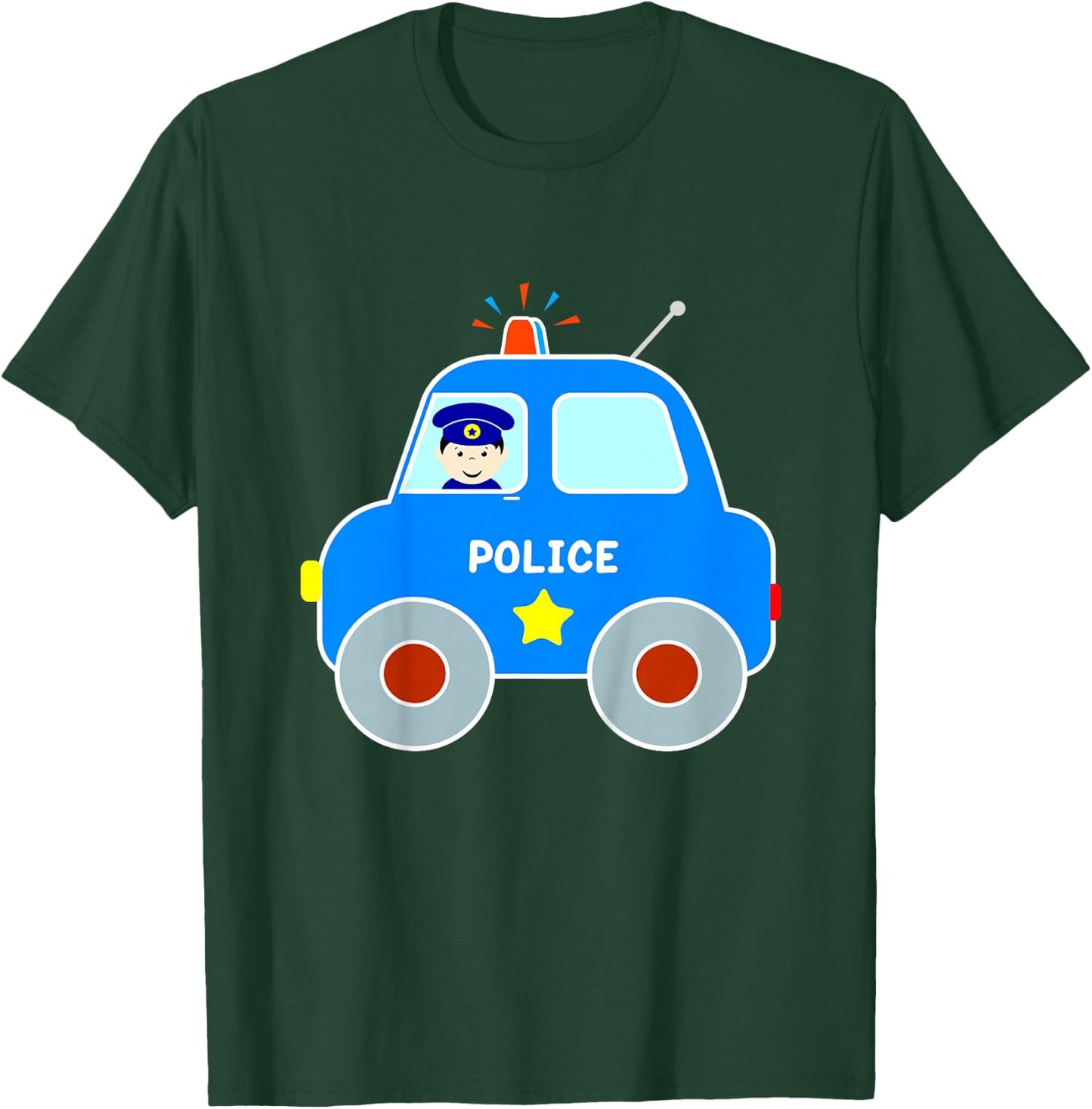 Police Car Toddler Boys Girls Cute Cop Patrol Vehicle T-Shirt - T-Shirt | Forest