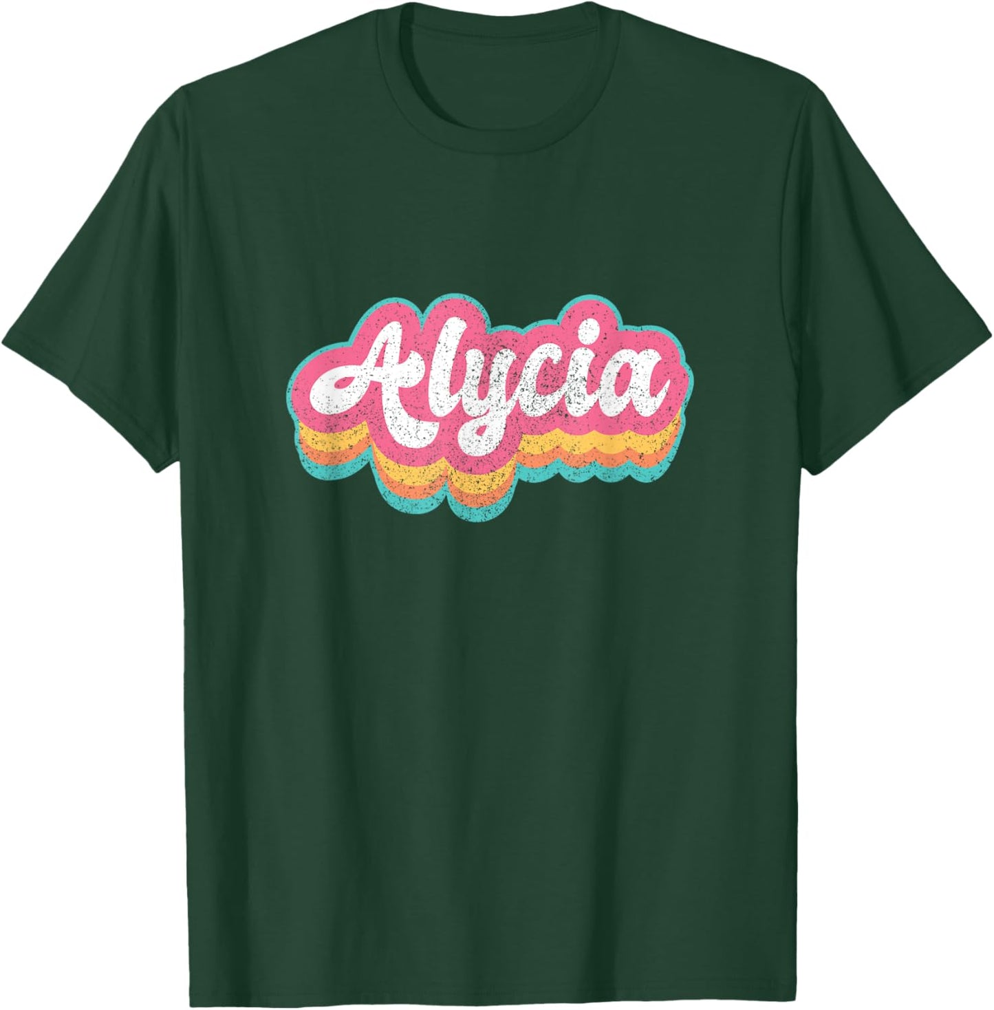 Alycia First Name Girl Vintage 70s 80s Personalized T-Shirt - T-Shirt | Forest