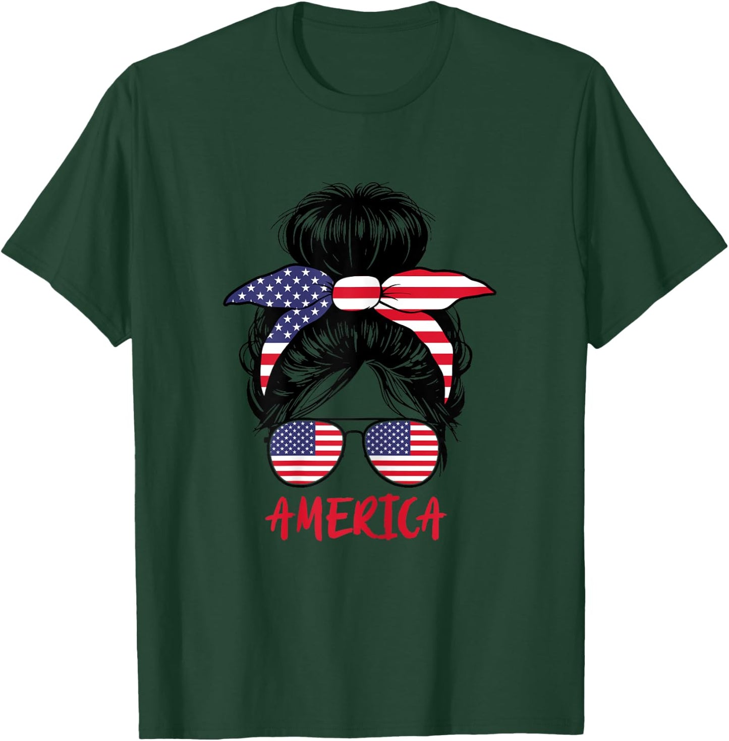 American Girl United States Woman Proud America Flag T-Shirt - T-Shirt | Forest