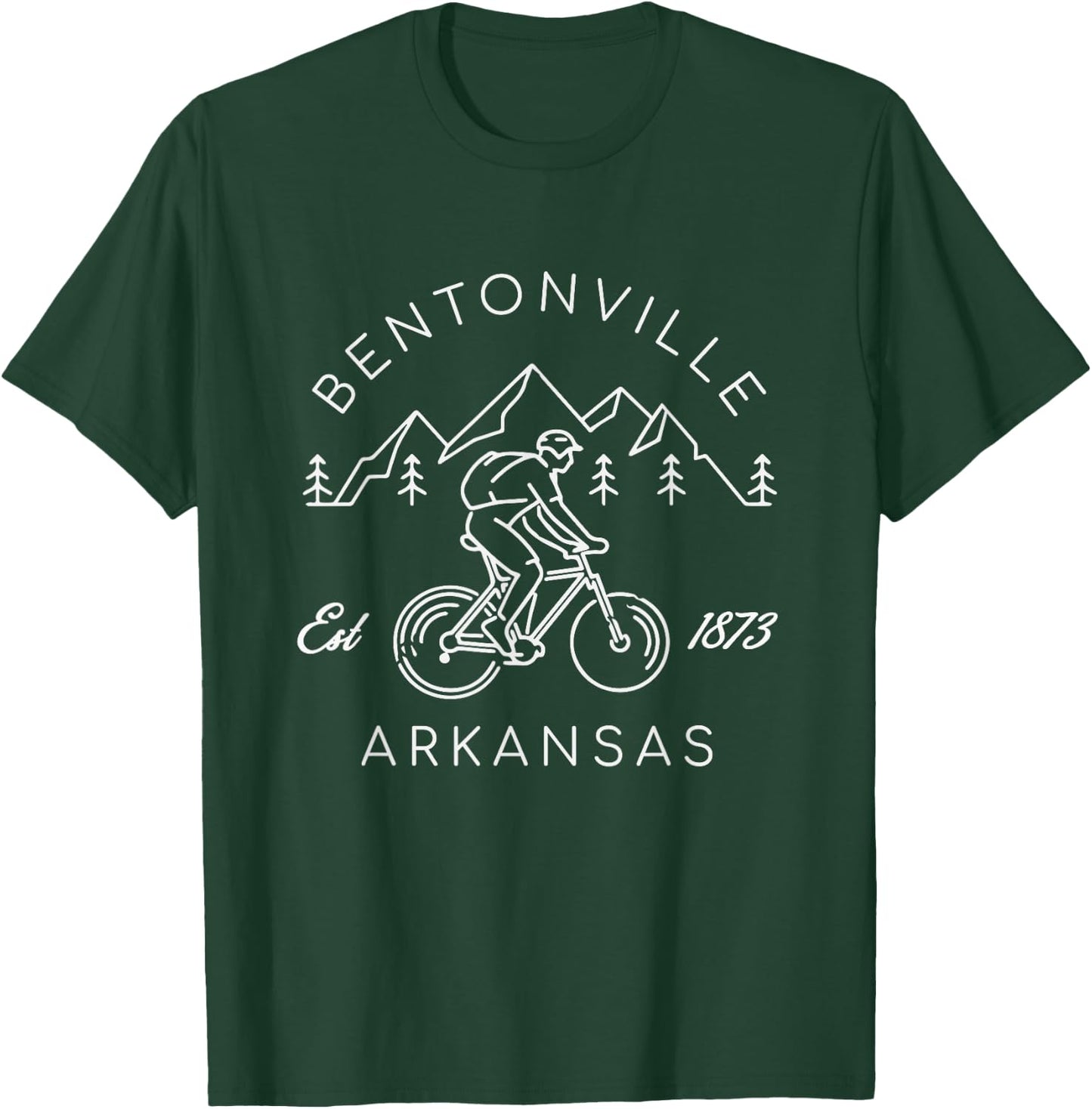 Bentonville Arkansas Mountain Biking Cyclist Simple Line Art T-Shirt - T-Shirt | Forest