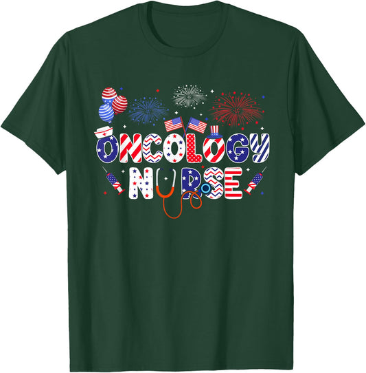 Oncology Nurse 4th Of July American Nursing Independence Day T-Shirt - T-Shirt | Forest