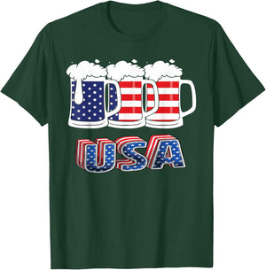 Beer American Flag 4th Of July Merica USA Drinking Team Men T-Shirt - T-Shirt | Forest