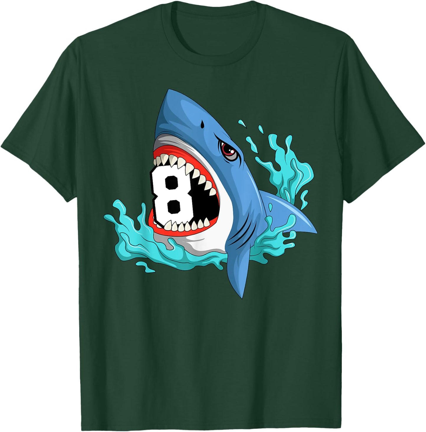 8 Shark Birthday Animal Themed Bday Party Celebration T-Shirt - T-Shirt | Forest