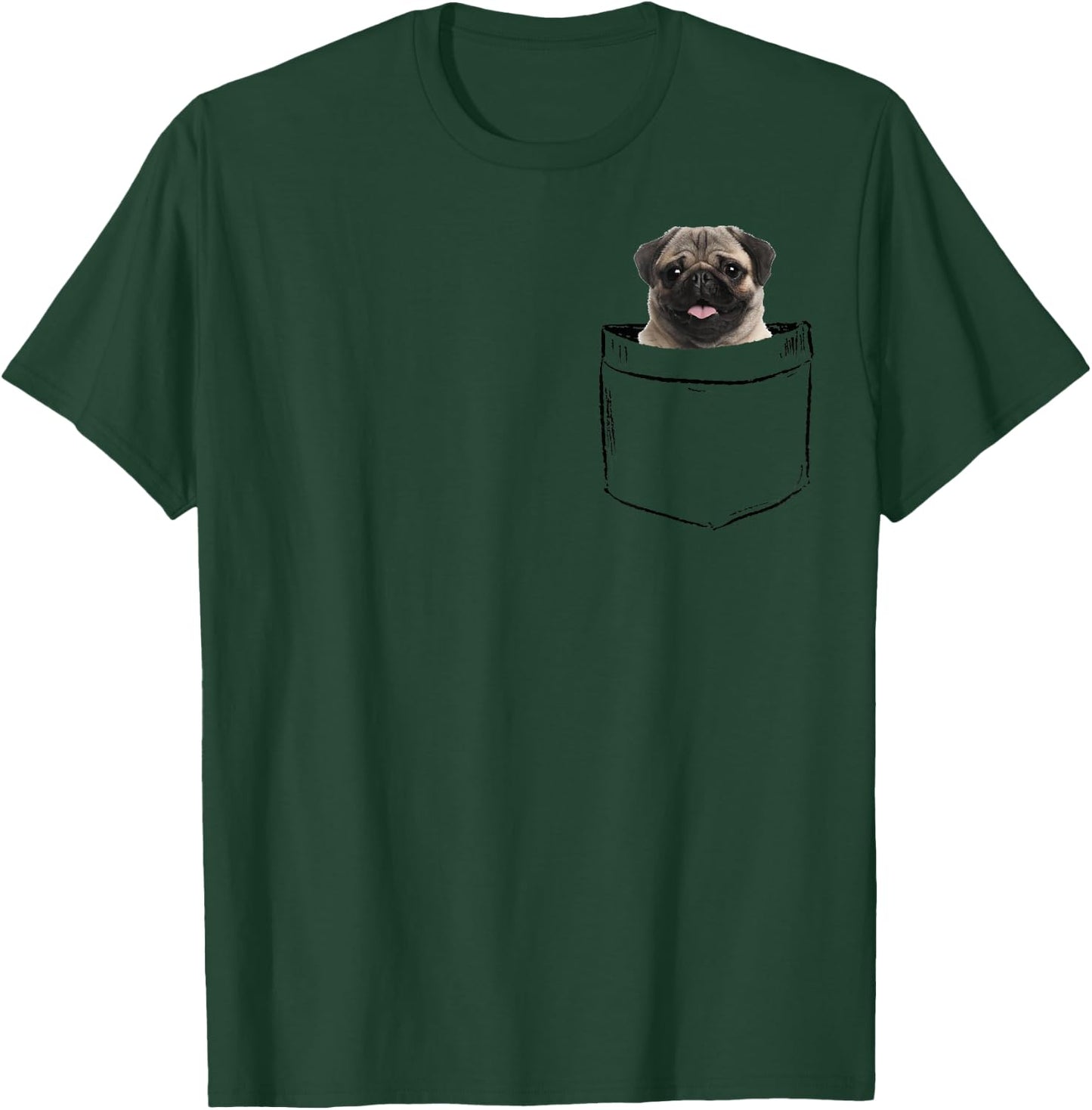 Pocket Pug Dog, Puppy Owners Dad Mom Boy Girl Funny T-Shirt - T-Shirt | Forest